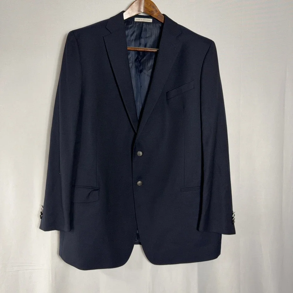 Joseph Abboud Blazer Reda Wool Executive Fit Navy Blue Men 46 Long